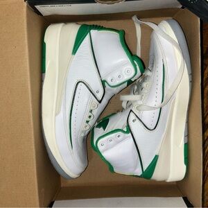 Jordan Kids White and Green Sneakers